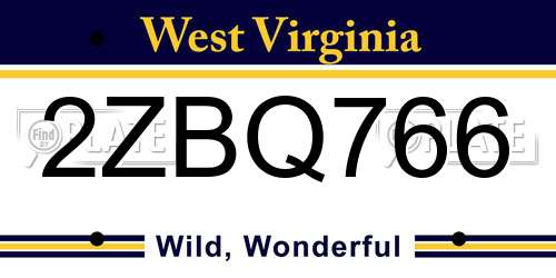 2ZBQ766 West Virginia License Plate
