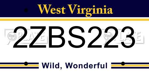 2ZBS223 West Virginia License Plate
