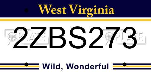 2ZBS273 West Virginia License Plate