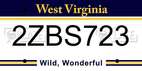 2ZBS723 West Virginia License Plate