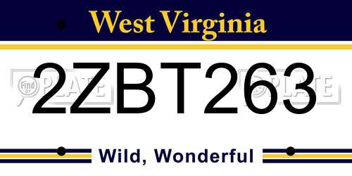 2ZBT263 West Virginia License Plate