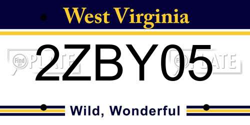 2ZBY05 West Virginia License Plate