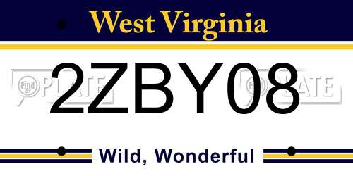 2ZBY08 West Virginia License Plate
