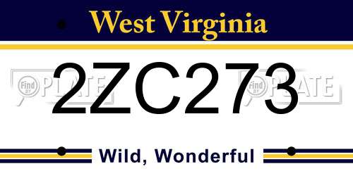 2ZC273 West Virginia License Plate