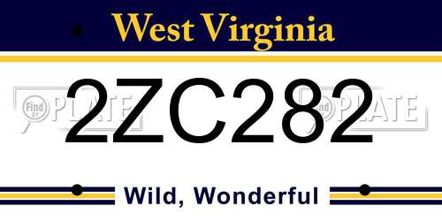 2ZC282 West Virginia License Plate