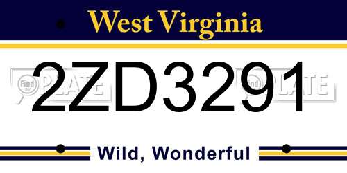 2ZD3291 West Virginia License Plate