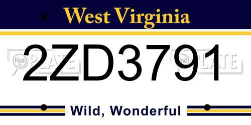 2ZD3791 West Virginia License Plate