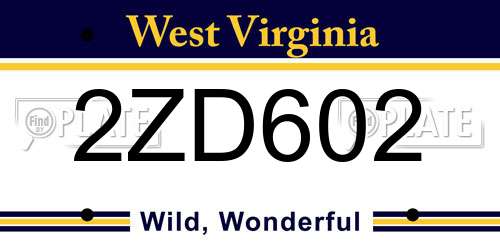 2ZD602 West Virginia License Plate