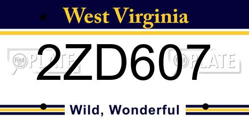 2ZD607 West Virginia License Plate