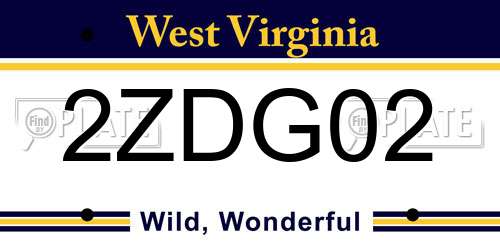 2ZDG02 West Virginia License Plate