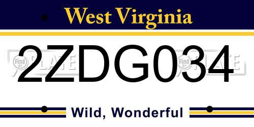2ZDG034 West Virginia License Plate