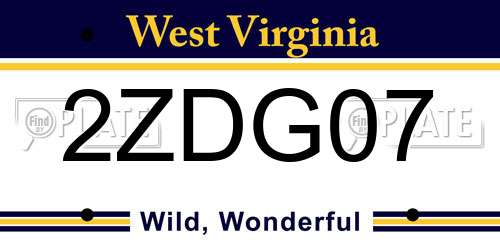 2ZDG07 West Virginia License Plate