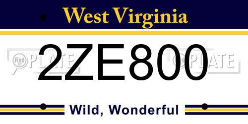 2ZE800 West Virginia License Plate
