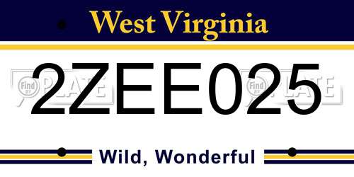 2ZEE025 West Virginia License Plate