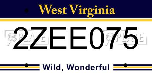 2ZEE075 West Virginia License Plate
