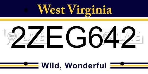 2ZEG642 West Virginia License Plate