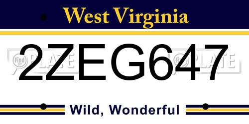 2ZEG647 West Virginia License Plate