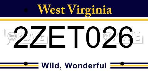 2ZET026 West Virginia License Plate