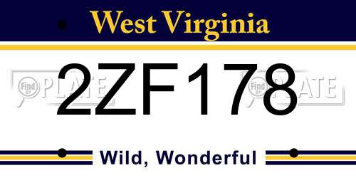 2ZF178 West Virginia License Plate