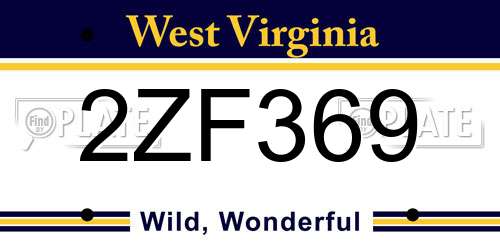2ZF369 West Virginia License Plate
