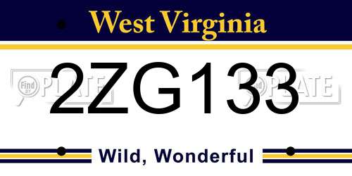 2ZG133 West Virginia License Plate