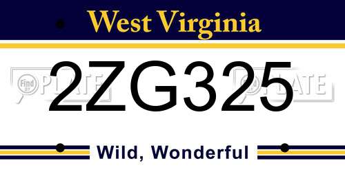 2ZG325 West Virginia License Plate