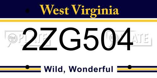 2ZG504 West Virginia License Plate