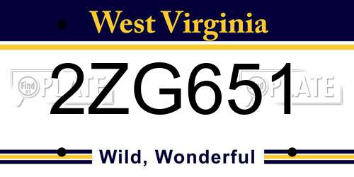 2ZG651 West Virginia License Plate