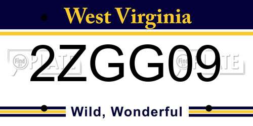 2ZGG09 West Virginia License Plate