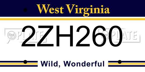2ZH260 West Virginia License Plate