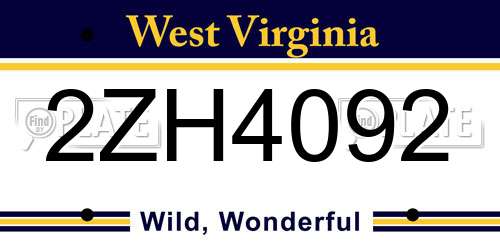 2ZH4092 West Virginia License Plate