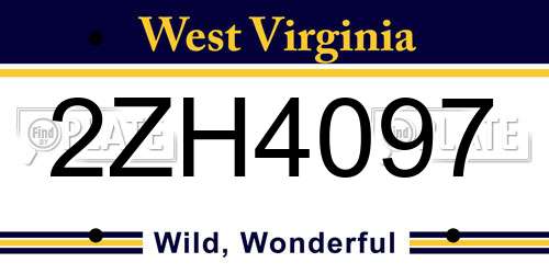2ZH4097 West Virginia License Plate