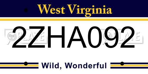 2ZHA092 West Virginia License Plate