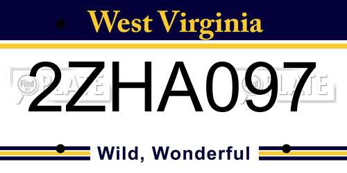 2ZHA097 West Virginia License Plate
