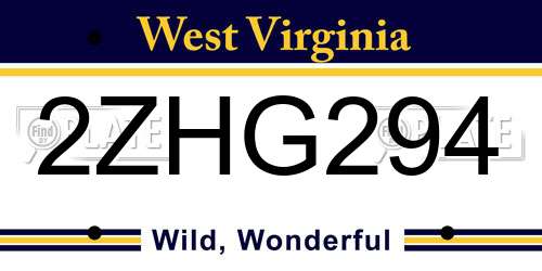 2ZHG294 West Virginia License Plate