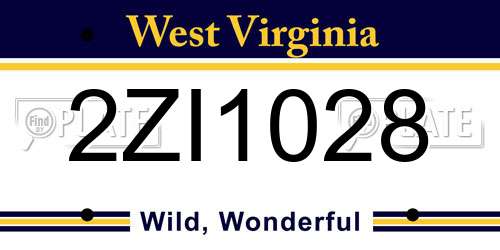 2ZI1028 West Virginia License Plate