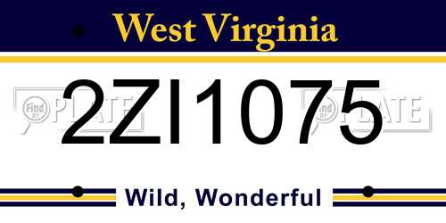 2ZI1075 West Virginia License Plate