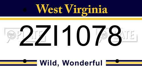 2ZI1078 West Virginia License Plate