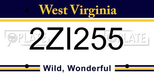 2ZI255 West Virginia License Plate