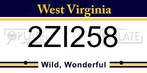 2ZI258 West Virginia License Plate