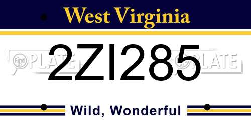 2ZI285 West Virginia License Plate