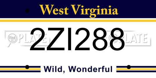 2ZI288 West Virginia License Plate