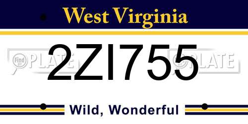 2ZI755 West Virginia License Plate