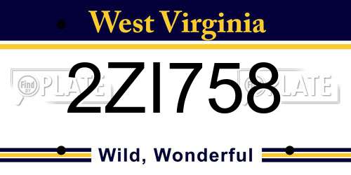 2ZI758 West Virginia License Plate