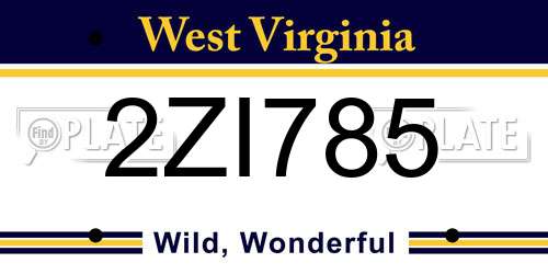 2ZI785 West Virginia License Plate