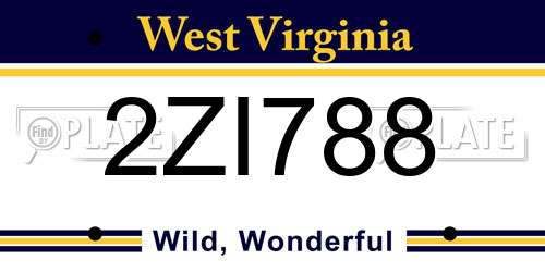 2ZI788 West Virginia License Plate