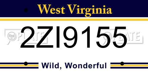 2ZI9155 West Virginia License Plate