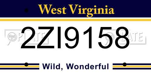 2ZI9158 West Virginia License Plate