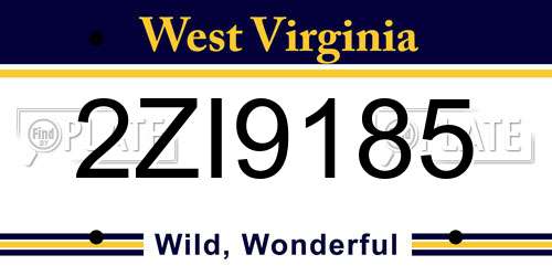2ZI9185 West Virginia License Plate