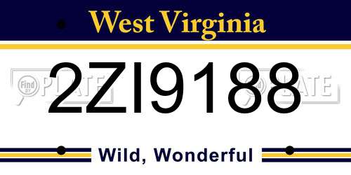2ZI9188 West Virginia License Plate